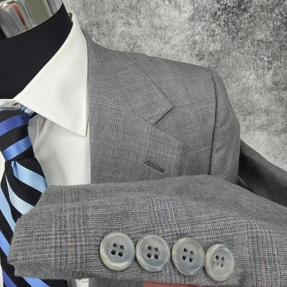 Bill Blass Blazer Jacket Mens 38 Gray Sport Coat 2 Buttons Vent‎ USA Made